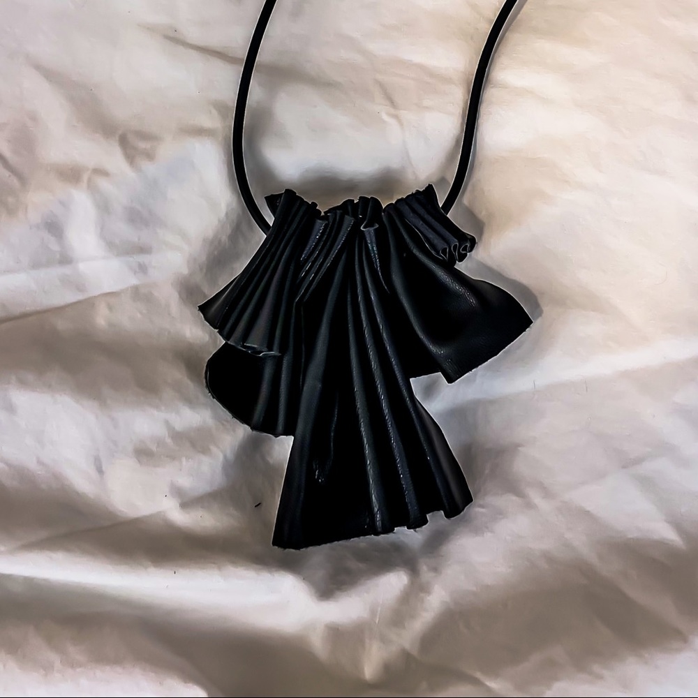 Origami Senza Nome Leather Black Necklace made in Italy